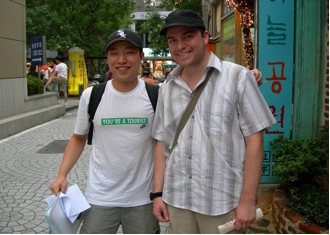 KMU student after interviewing a foreigner