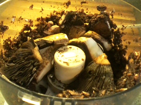 Finely chop the portobello mushrooms